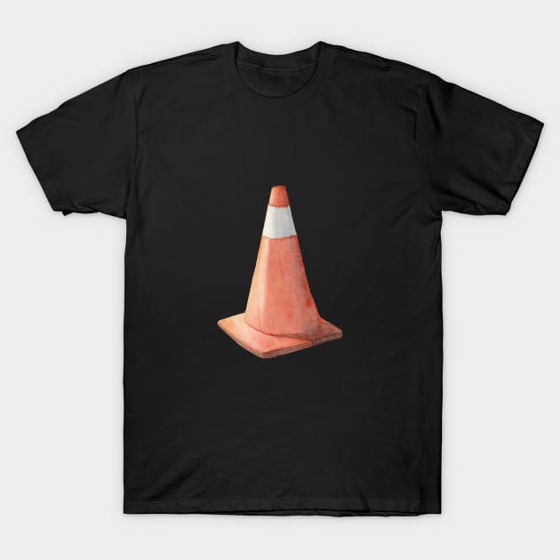 Watercolor Traffic Cone Caution Sign T-Shirt by SRSigs